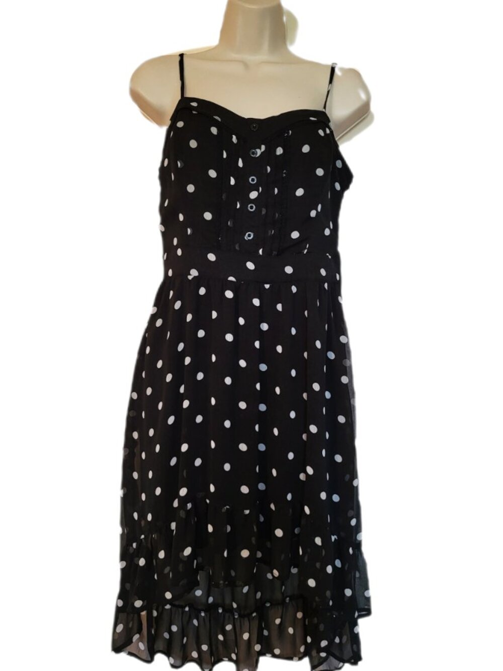 DYNAMITE Black & White Polka Dot Ruffle Dress Size Medium